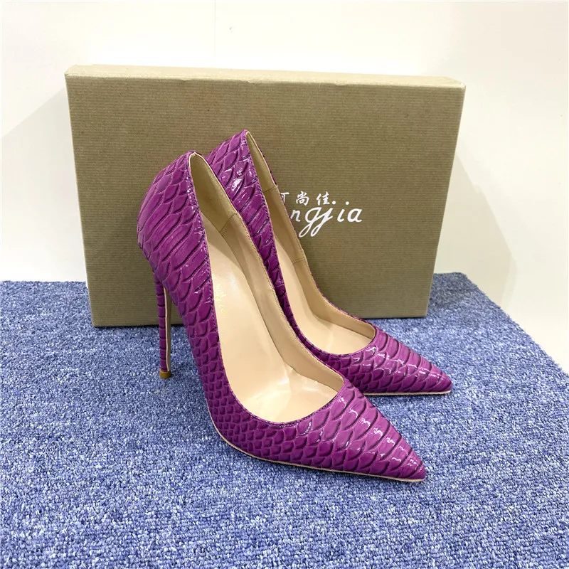 

2022 new snake pattern 12cm sexy high heels pointed toe women's high heels women's shoes for party night and plus size 44