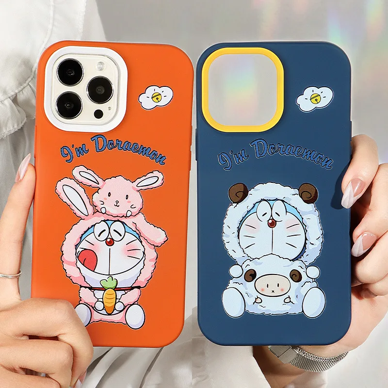 

New Doraemon Three In One Color Painting Iphone 14 Pro Max Case Suitable for 14 13 Tpu Cute Cartoon Three In One Soft Shell
