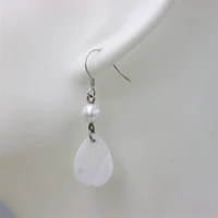 zfsilver 925 silver fashion trendy for women female white shell leaf dangle hook earrings personality gift party korean jewelry