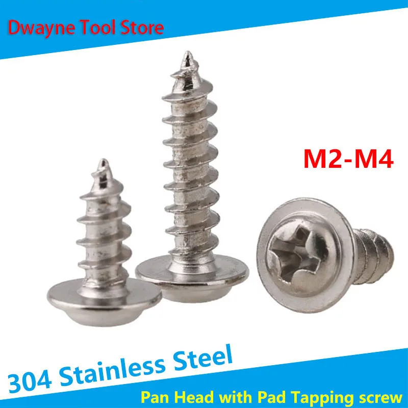

Cross Round Head With Pan Self Tpping Screws 304 Stainless Steel Pan Headv with Gasket Wood Screw M2M3 【20pcs】