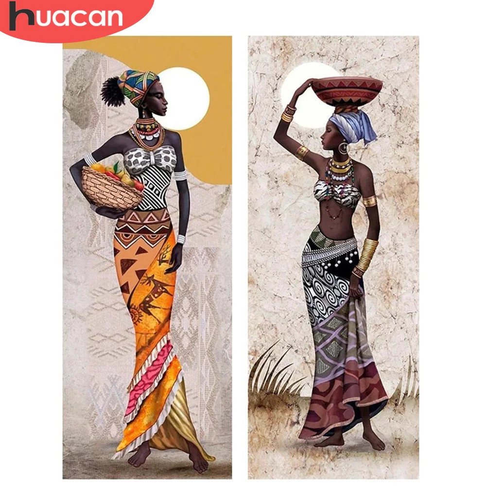 

HUACAN 5D DIY Diamond Painting Kit Portrait Diamond Embroidery Cross Stitch African Woman Rhinestones Mosaic Decor For Home