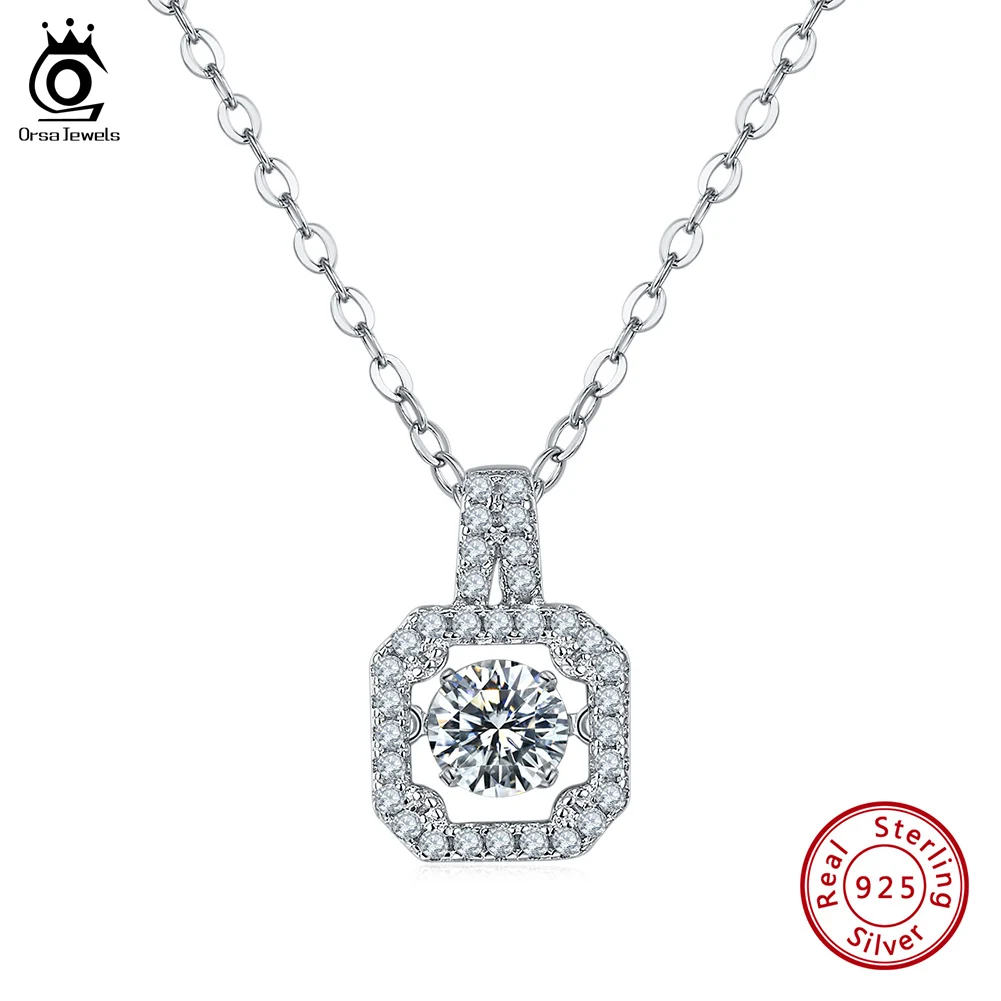 

ORSA JEWELS сверкающая танцевальная круглая подвеска с бриллиантом из моиссанита, ожерелье из стерлингового серебра 925 пробы, 0.5ct DE VVS для женщин, ювелирные изделия SMN44