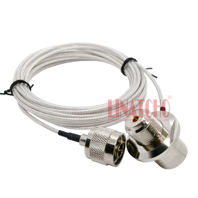 5 Meters White RG316 50Ohm Low Loss N Male to UHF SO239 Coaxial Cable for Mobile Radio Antenna Connection