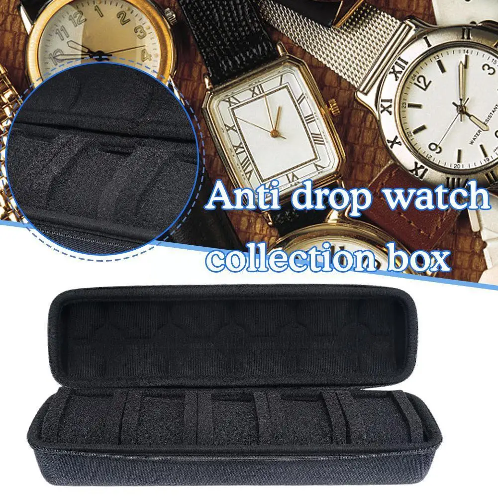 

1Pc Travel Watch Case Collector 5 Slot Watch Box Anti Case Storage Drop Display Collection Watch Organizer Black Box Waterp P9D7
