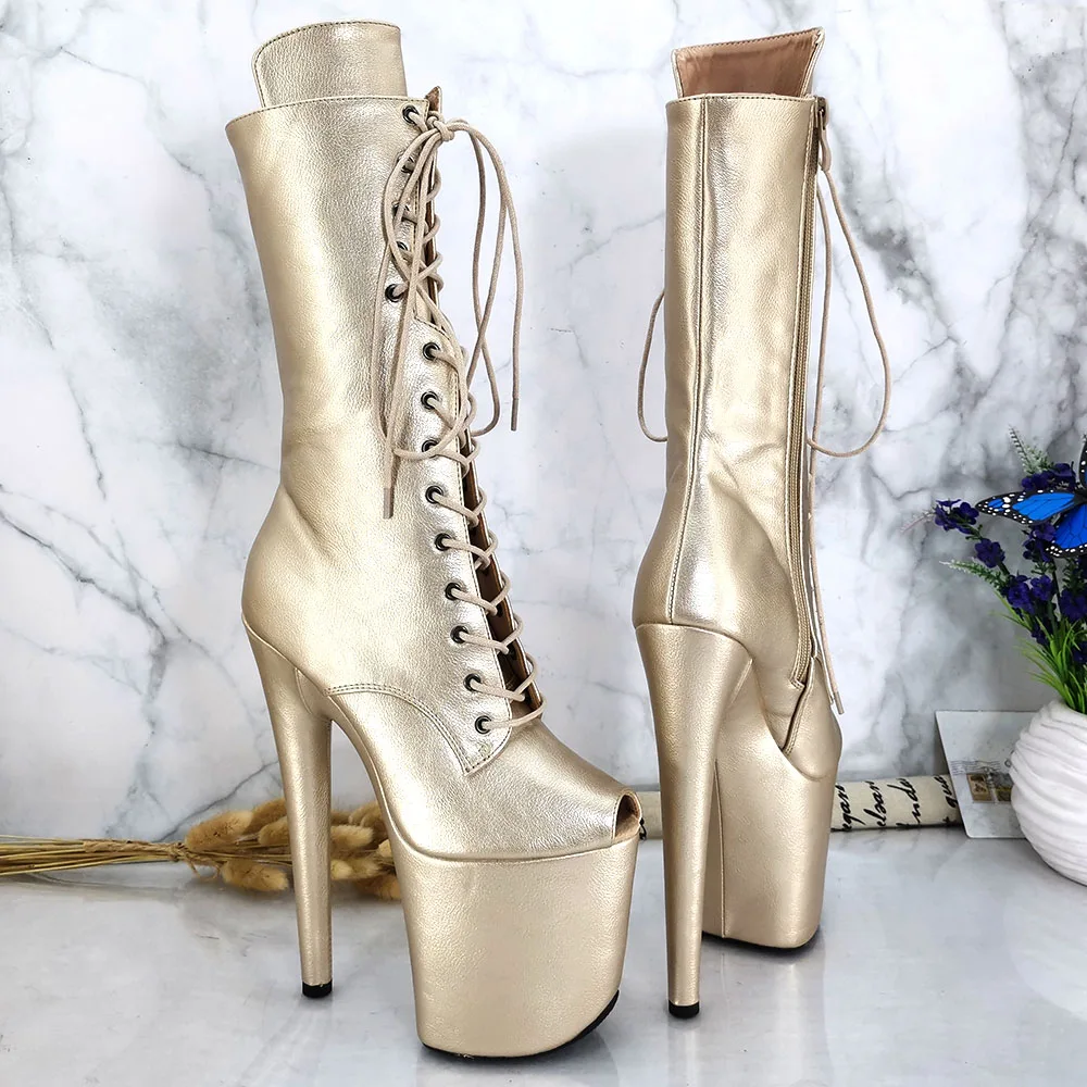 Leecabe  20CM/8inches Pole dancing shoes High Heel platform Pole Dance boot