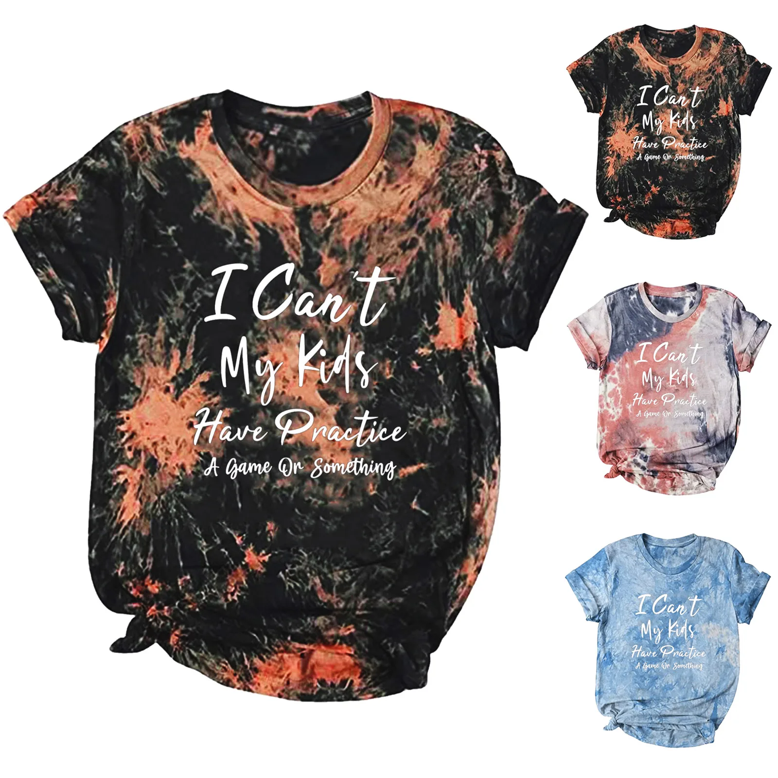 

Женские повседневные топы с коротким рукавом и принтом, блузка с круглым вырезом, повседневная майка-туника, повседневная женская одежда в ...