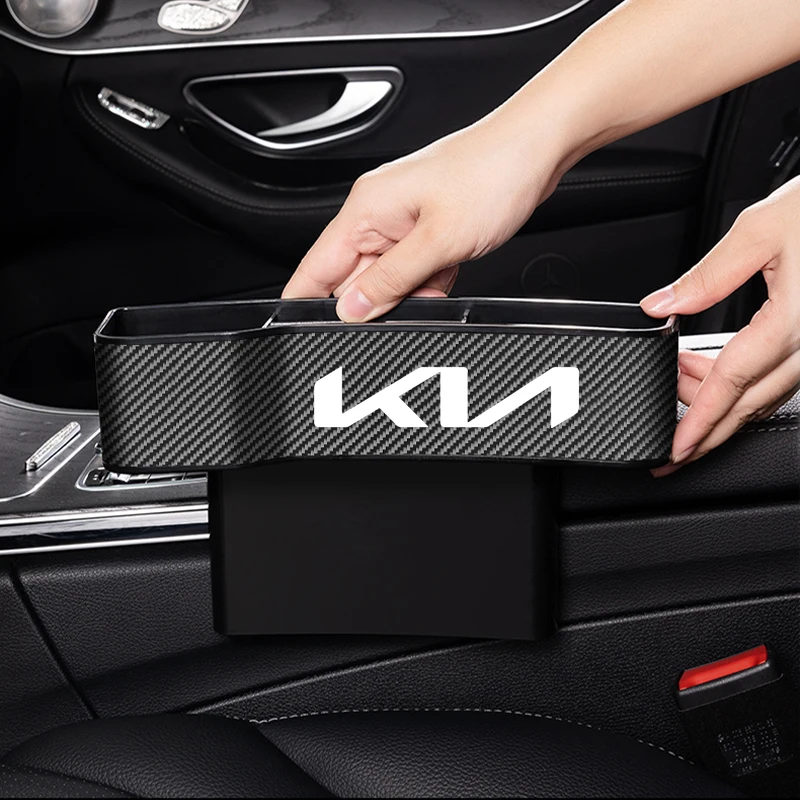 

Автомобильный органайзер для зазора сиденья из углеродного волокна с беспроводной зарядкой для Kia Sportage Picanto Ceed RIO cerato soul sorento