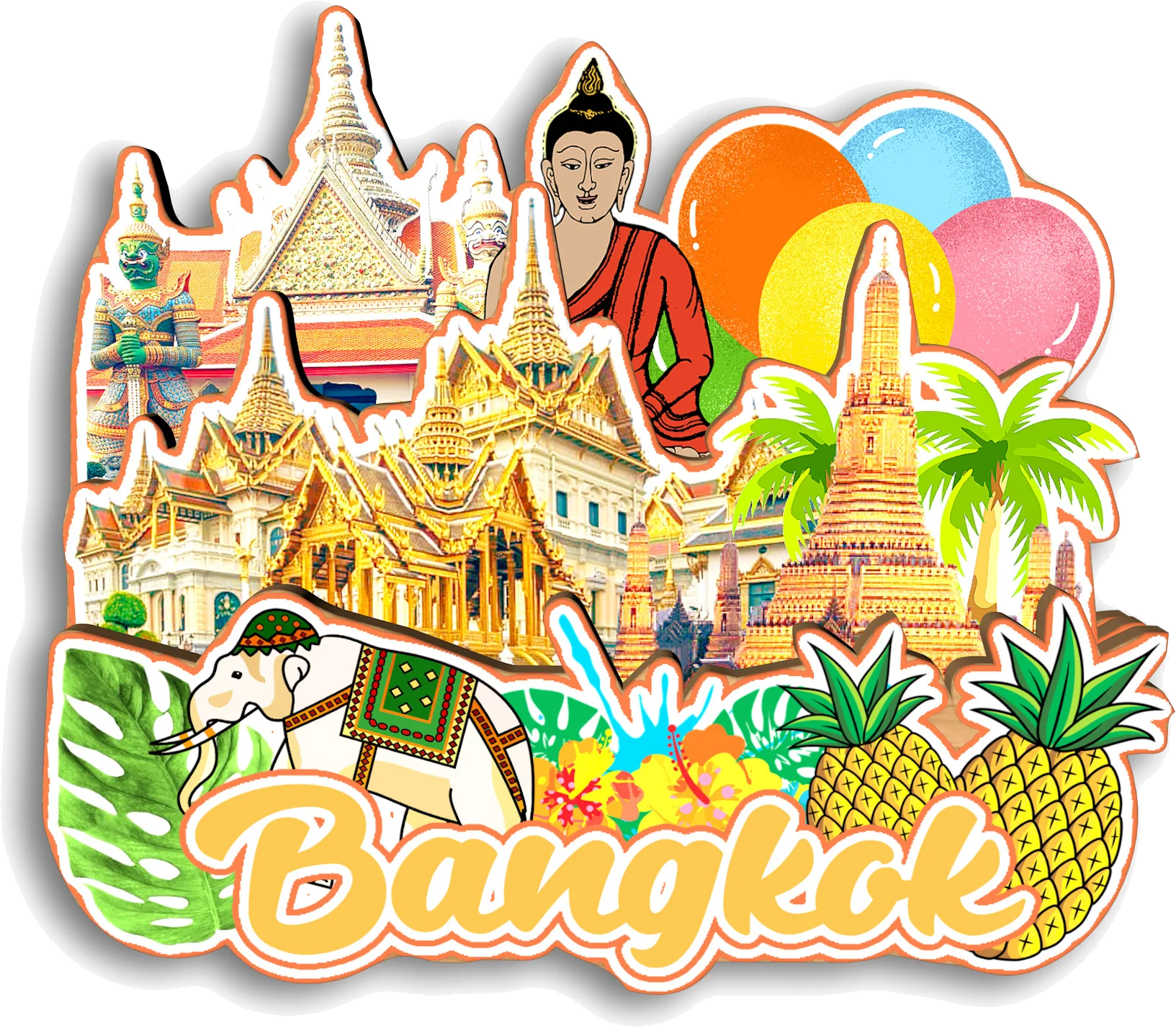 Фото Bangkok Phuket Chiang Mai Krabi Pattaya Таиланд Магнит на холодильник Путешествия Сувенир Подарок Декоративная наклейка на холодильник ручной работы №2
