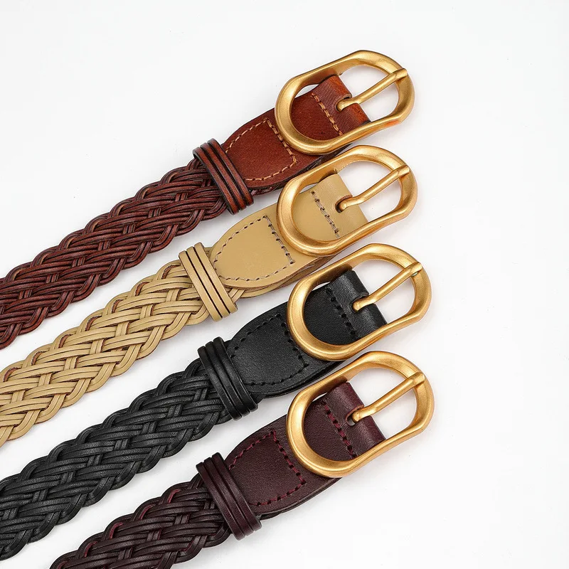 New Restoring Ancient Ways Braided Belt Woven Belt Women Luxury Genuine Straps Hand Knitted Designer Women Jeans Girdle Belts