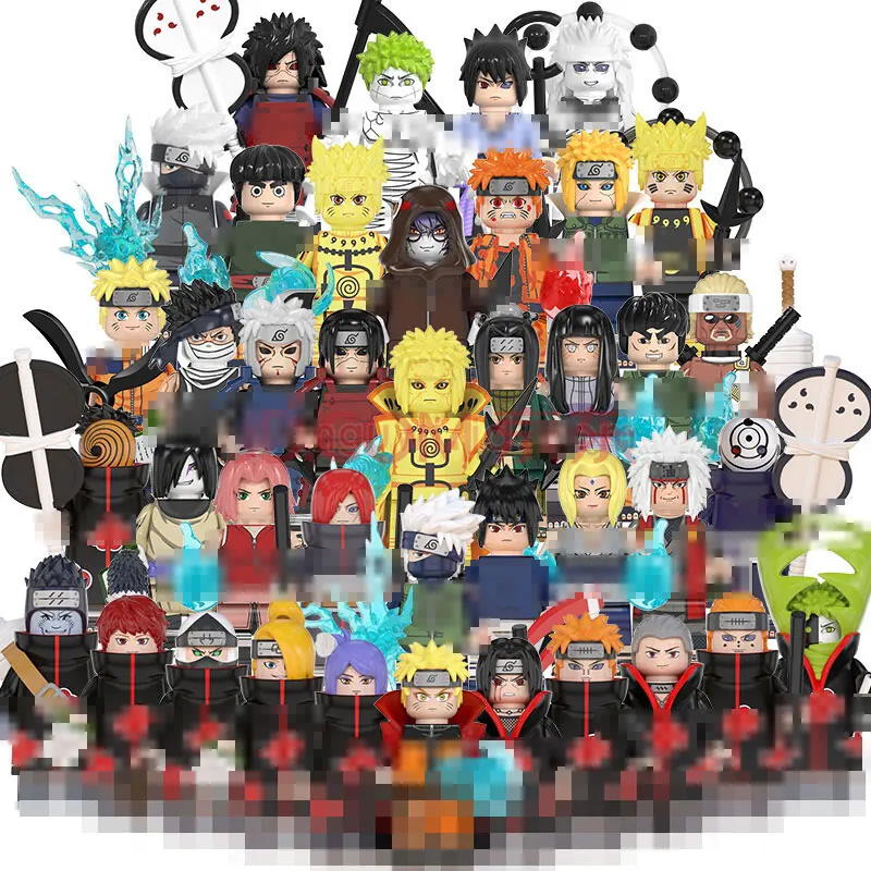 

40pcs Narutoe blocks Building Blocks Anime cartoon Japanese Characters Mini Action Figures Heads Kid Toys Birthday Gifts