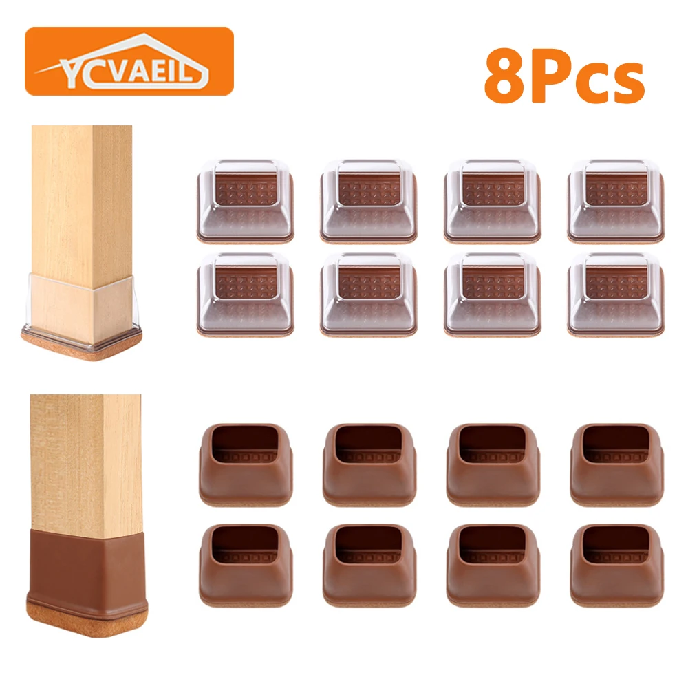 Leg Protector Covers Rectangle Rubber Felt Non-slip Mat Furniture Pads Floor Protectors Stool Chair Legs Caps