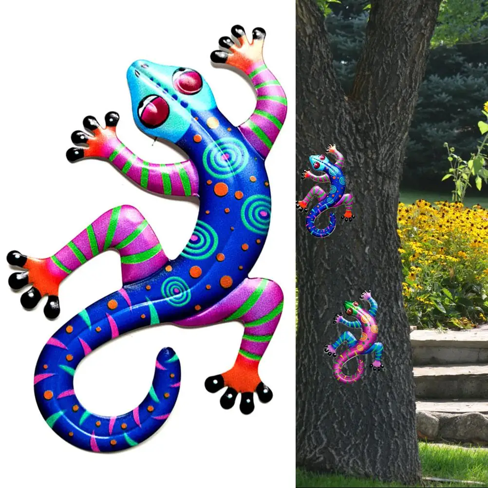 

Iron Gecko Wall Decor Home Decoration Artwork Outdoor Hanging Ornament for Trees Fences Porches