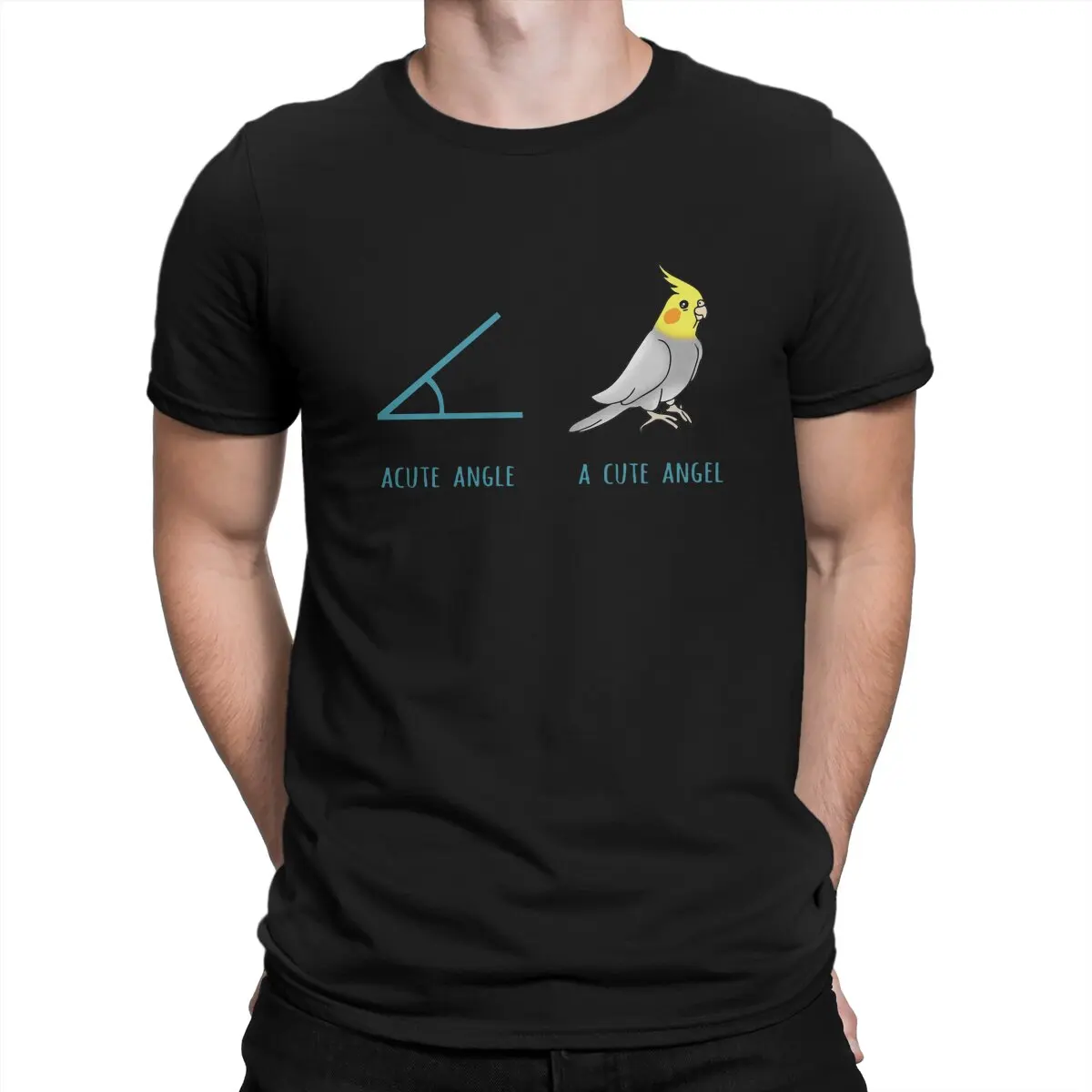 

Cockatiel Animal Parrots Cockatiel Doodle Acute Angle Vs A Cute Angel T Shirt Vintage Punk Men's Tshirt O-Neck