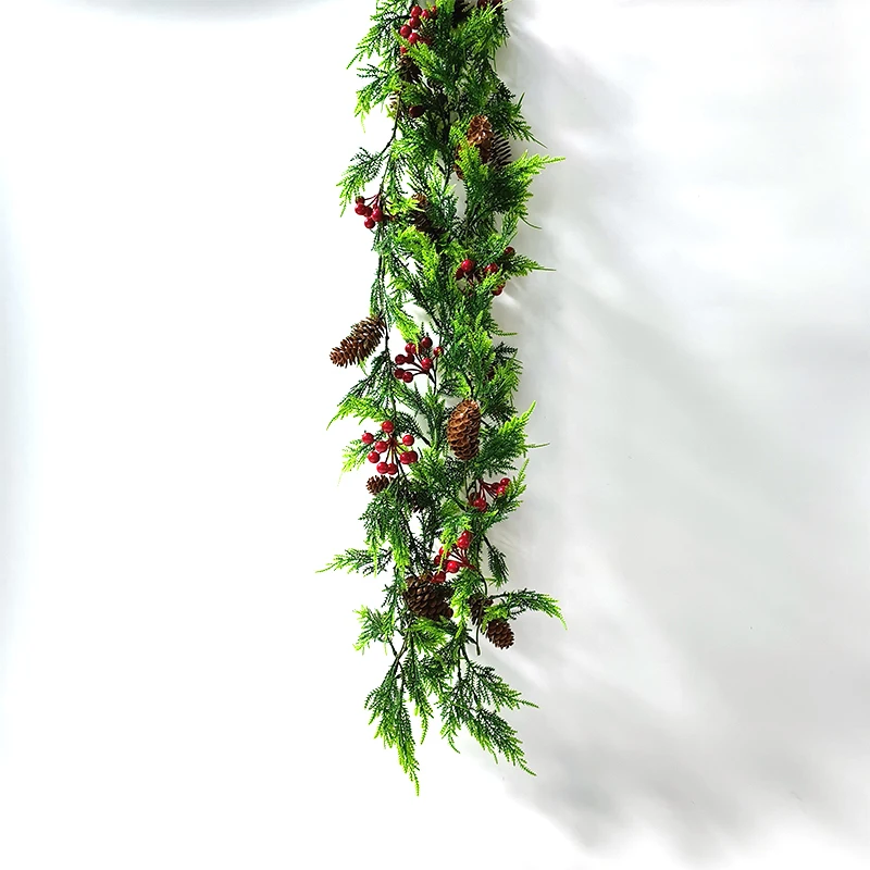 Искусственные зеленые растения яркая Новогодняя Рождественская гирлянда венки