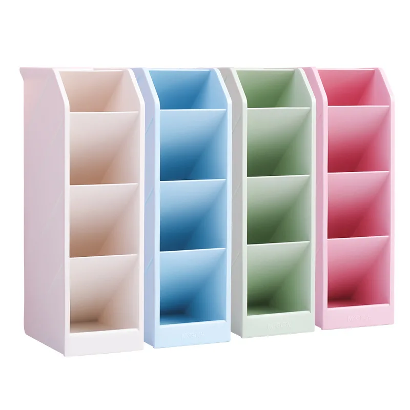 

Multi-function Desktop Pen Holder for Obliquely Inserted 4 Grid Office School Storage Case Desk Pen Pencil Organizer Stationery