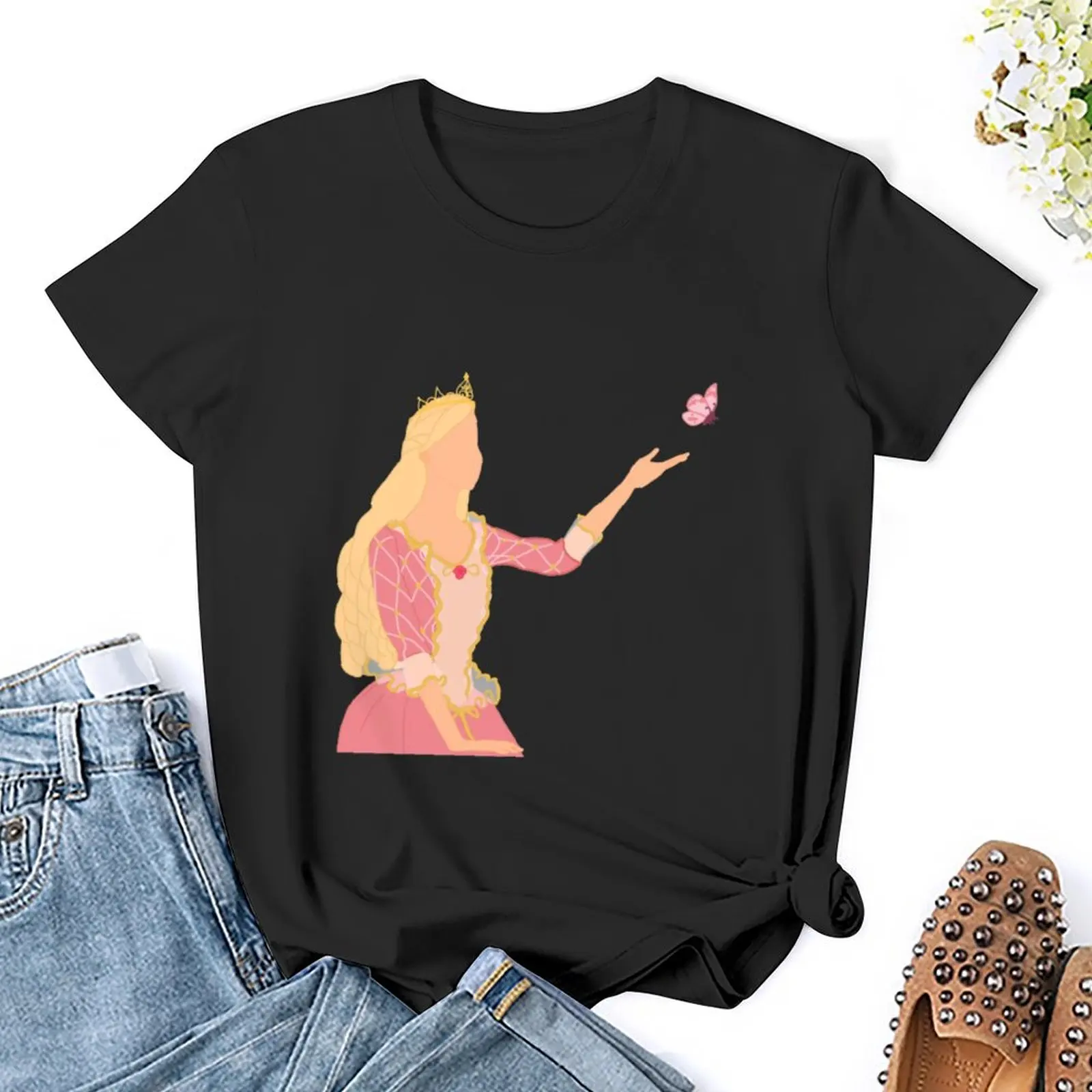 Anneliese от принцессы и ползунки с бабочкой футболка тяжелые Топы Футболки коротким