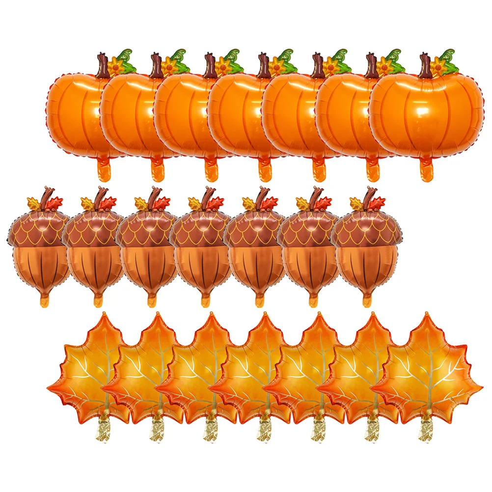 

Balloons Balloon Fallthanksgiving Pumpkin Decoration Harvest Party Autumn Decor Theme Aluminum Maple Leaf Pine Coneprop Festival
