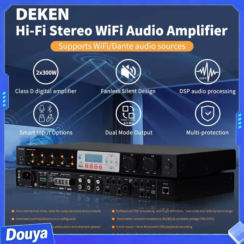 Фото DEKEN DTA-2150 WIFI Pro Аудиосистема HiFi Стереоусилитель класса D с функцией мультирум, 2x150 Вт, Wi-Fi усилитель для дома №4