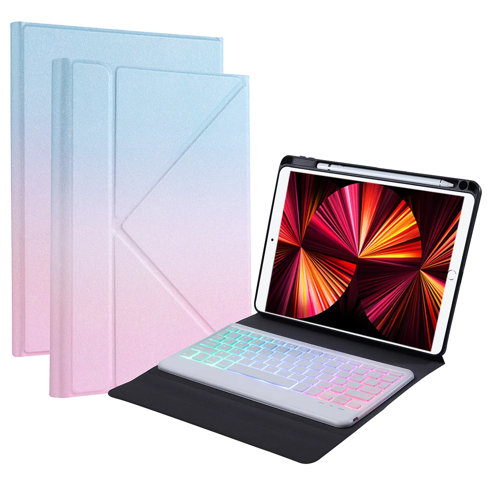 

Backlit Keyboard Case for iPad Air 4 2020 10.9 inch PU Leather Shockproof Tablet Cover for iPad Pro 11 inch 2018 2020 2021