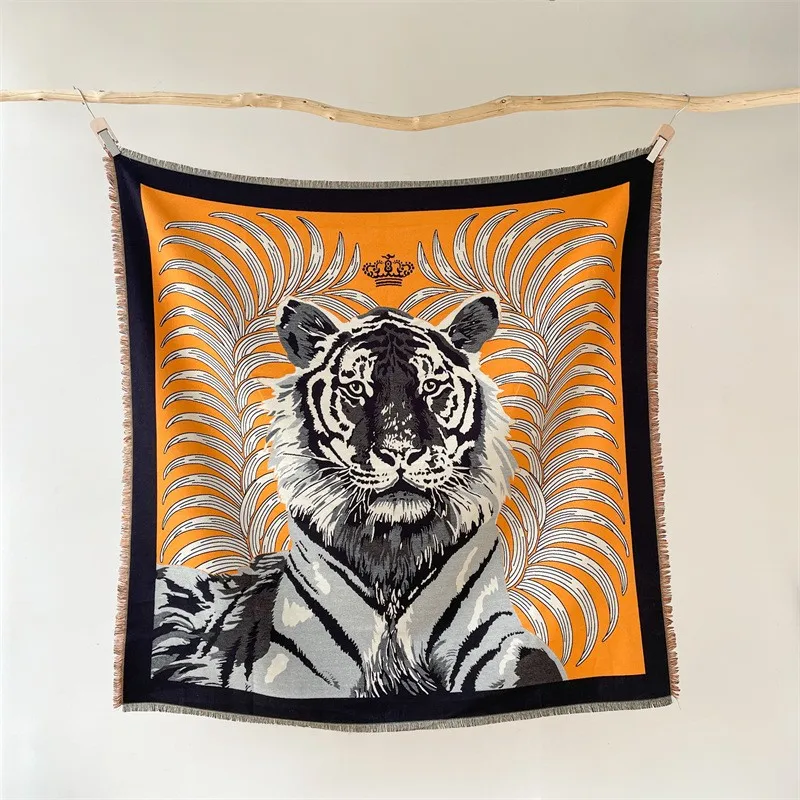 Роскошный женский кашемировый тигровый принт украшение на стену толстый зимний