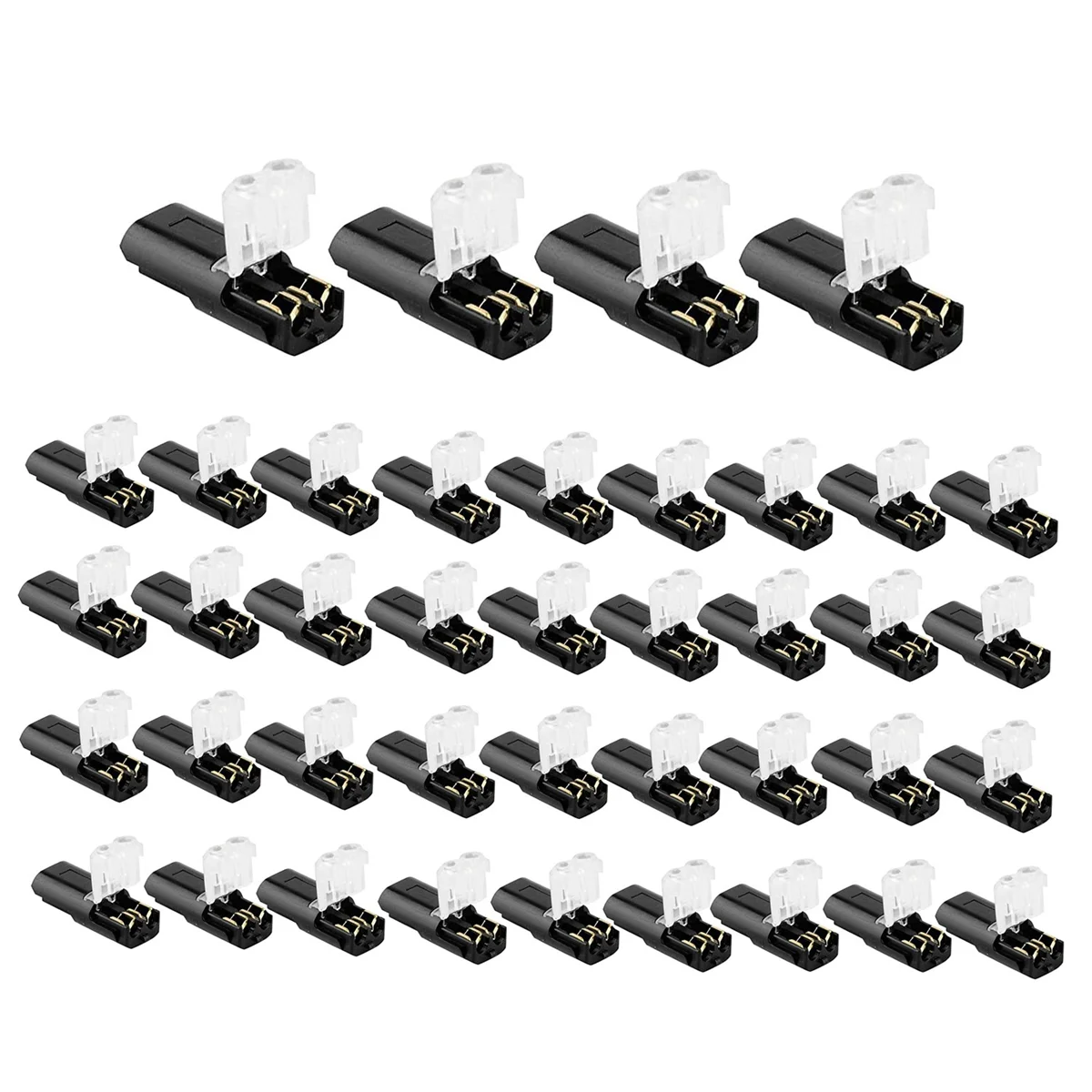 

Double-Wire Plug-In Connector with Locking Buckle, Solderless Wire Connectors, for AWG 20-24 (2 Way 2 Pin - 40Pc)