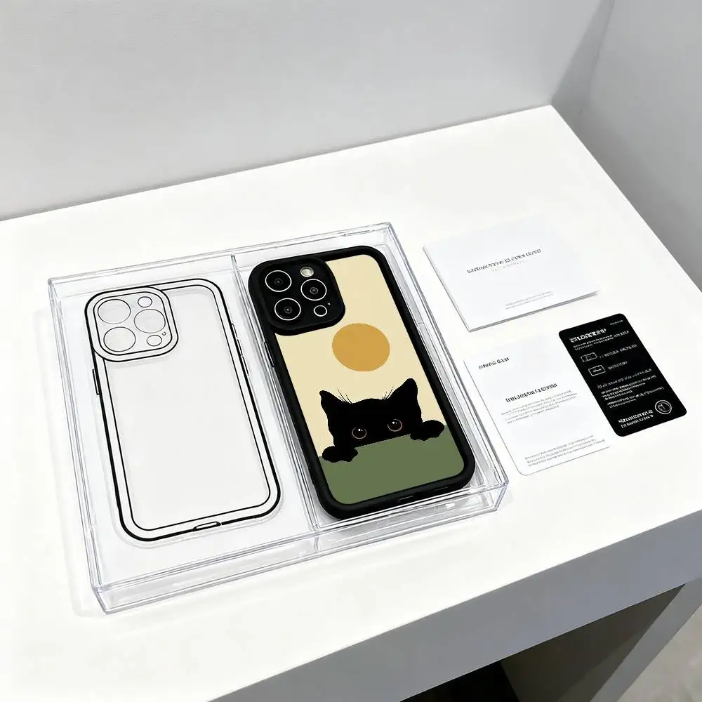 Фото Чехол для телефона Black Cat Outcrop Черный матовый чехол для iPhone 16, 15, 14, 13, 12, 11 Pro Max, чехлы на заднюю крышку №4