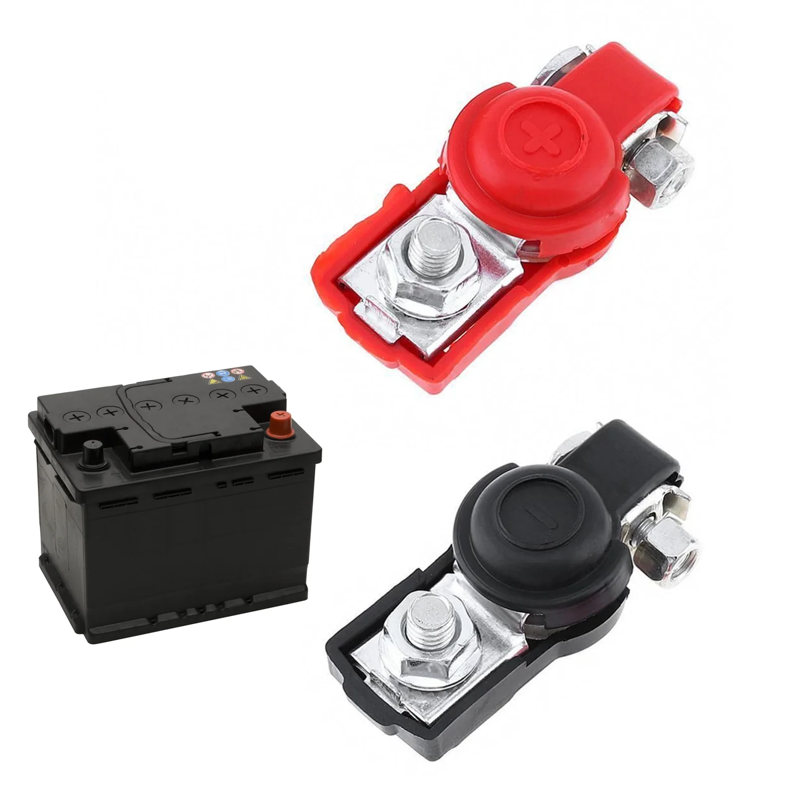 

1 Pair Of Anti-corrosion Metal Car Red Black Wiring Battery Terminals With Screw Clamps Universal Car Modification Accessories