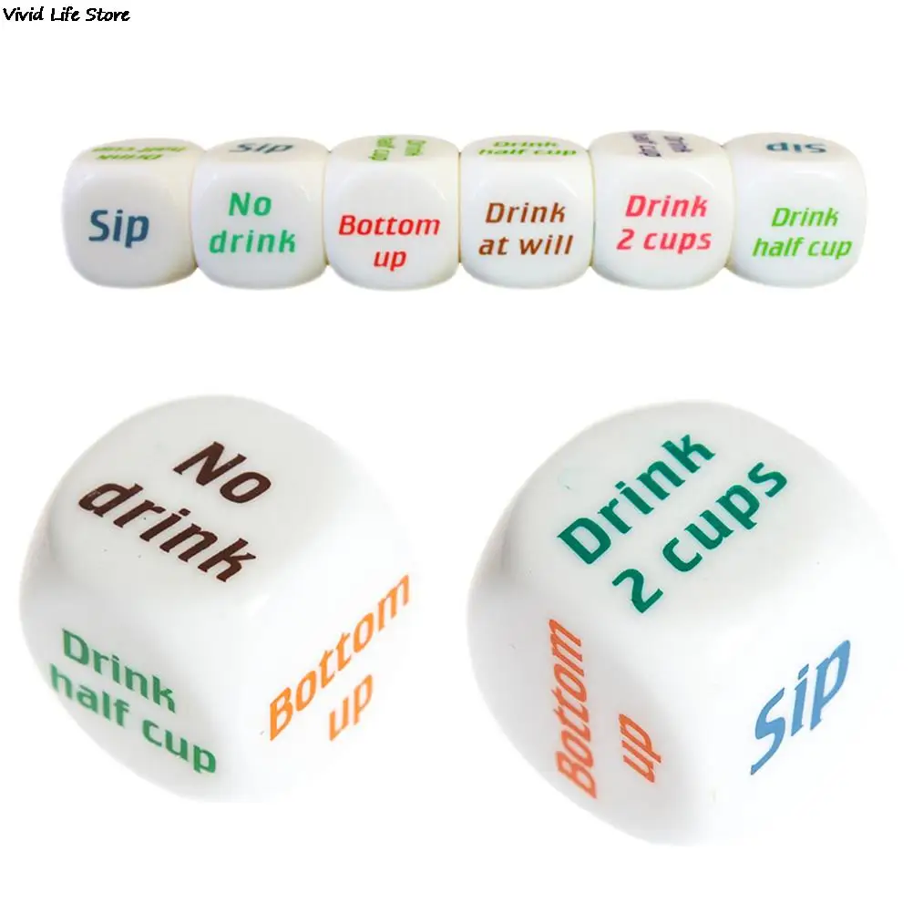 

1Pcs English Drinking Wine Mora Dice Games Adult Gambling Sex Bar Party Pub Lovers Drink Decider Dice Funny Toys