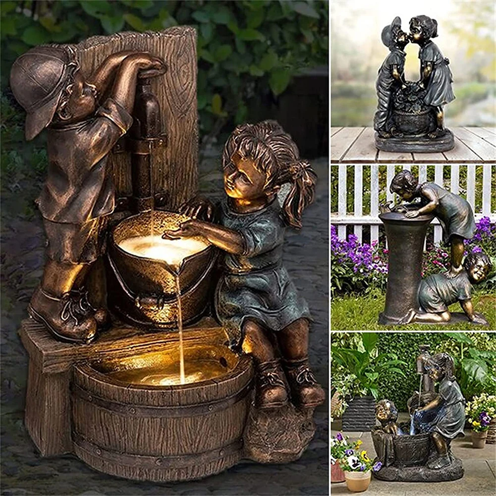 

Cartoon Cute Sculpture Couple Boy Girl Chair Resin Toy Small Garden Home Furnishing Desk Garden Decoration Ornaments Crafts