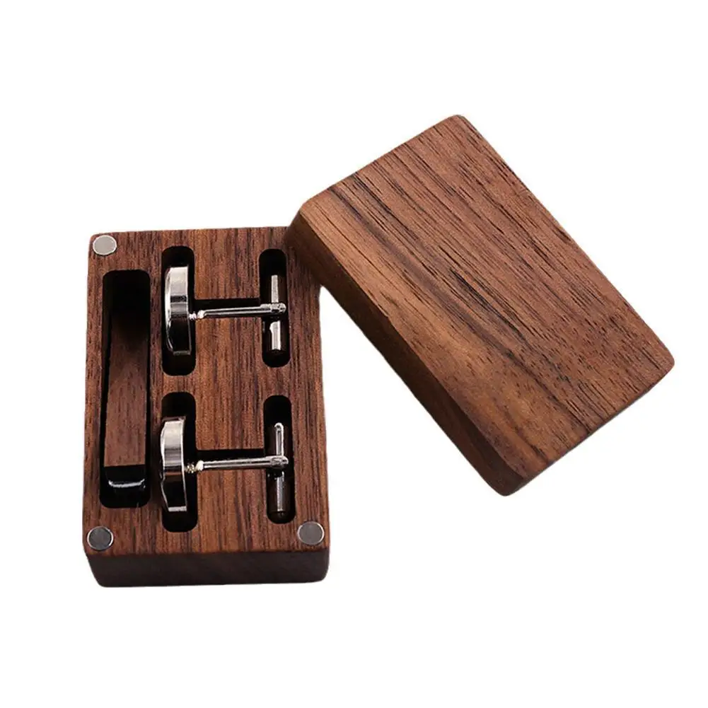

Vintage Wooden Cufflinks And Tie Clip Set Box Wedding Jewelry Tie Bar Cuff Link Gift For Men Groomsmen Husband Dad With Gift Box