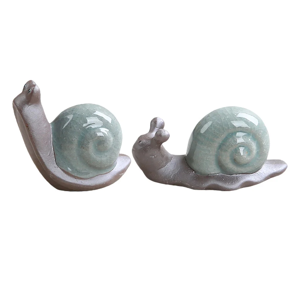 

2 Pcs Desk Animal Statue Turtle Statue Ceramic Animal Figurine Tabletop Animal Sculpture Retro Snail Decor Desk Decoration