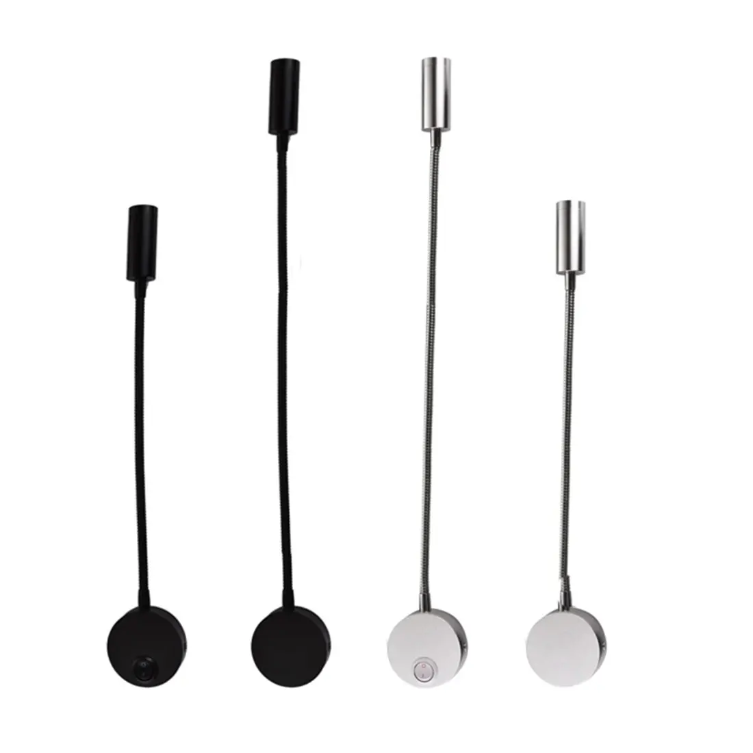 Длинная светодиодная настенная лампа «гусиная шея» L40 см, 3 Вт, прикроватная светодиодная настенная лампа, черный выключатель, лампа для чтения, 110 В, 220 В