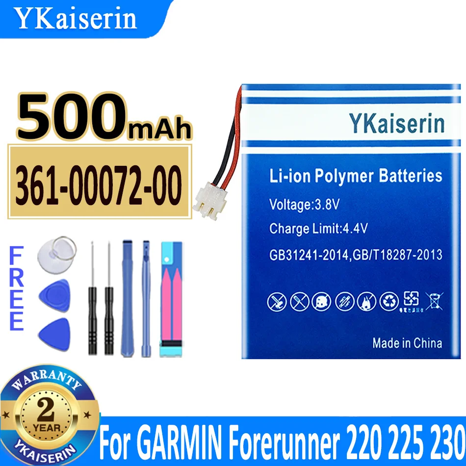 

Аккумулятор ykaisin 361-00072-00 3610007200 500 мАч для GARMIN Forerunner 220 225 230 235 620 630 735XT батареи + Бесплатные инструменты
