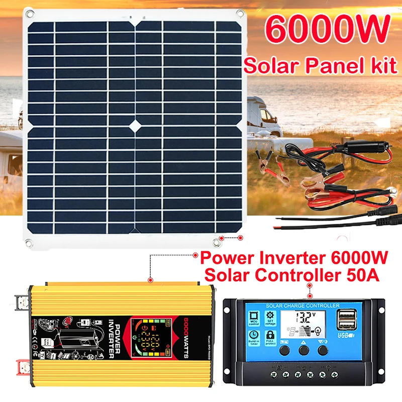 

4000W/6000W Solar Power Generation System Power Inverter with Smart LCD Display 12V To 110/220V with 30A/50A Solar Controller