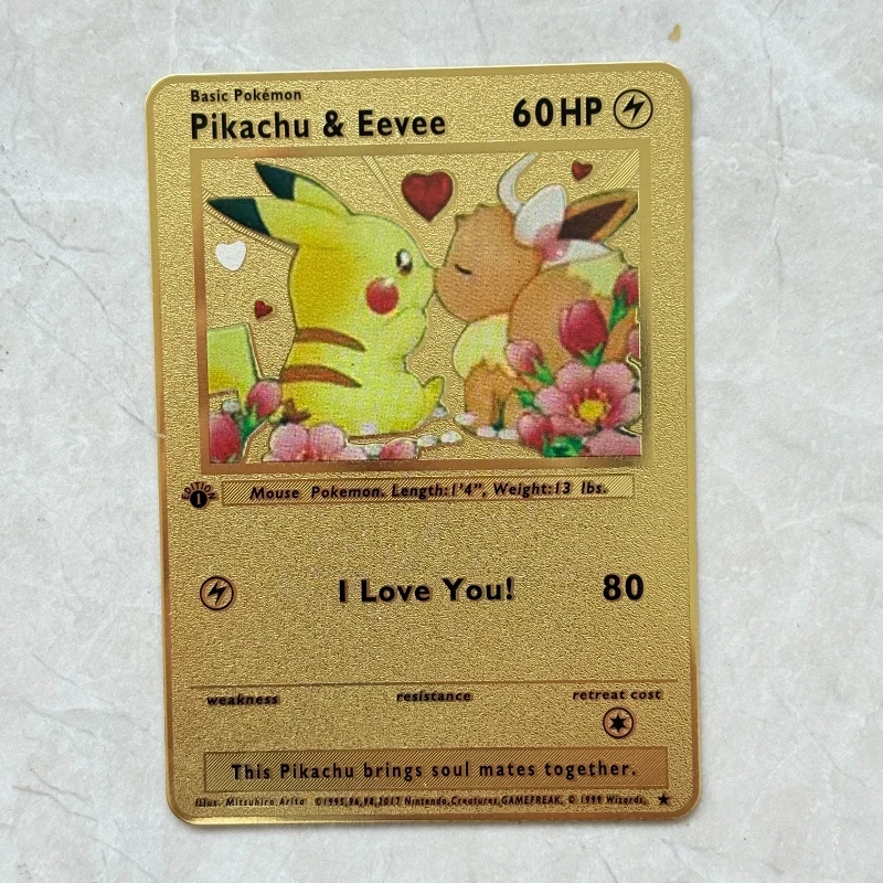В наличии 1 шт./компл. домашние металлические карты Pokemon Пикачу Иви Мьюту Лапрас