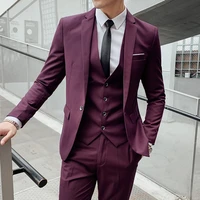 boutique s 5xl suit vest trousers slim business elite party evening dress groomsmen british style mens three piece suit