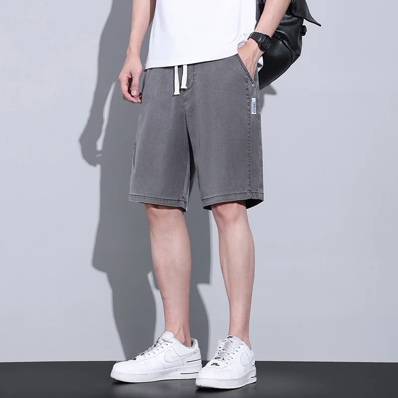 

Hybskr летние новые мягкие удобные мужские джинсовые шорты из лиоцелловой ткани тонкие свободные модные эластичные мужские повседневные короткие брюки женская мода