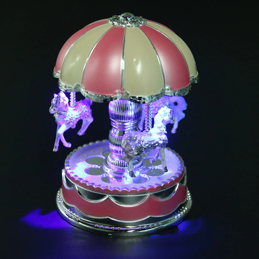 

VIP LED Merry-Go-Round Music Case Colorful Light Carousel Electronic Music Boxes Desktop Ornament Wedding Decor