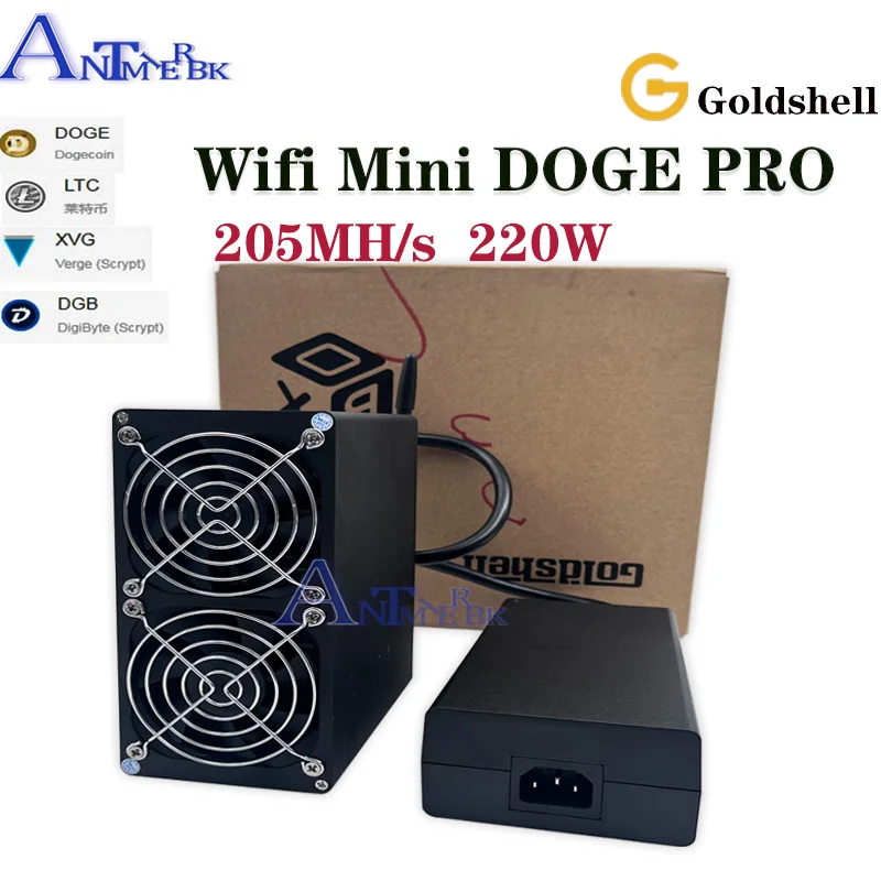 

LTC MINER Goldshell Mini Doge Pro With Original power supply 205MH/s 220W More economical than ASIC Miner L3+ KD6