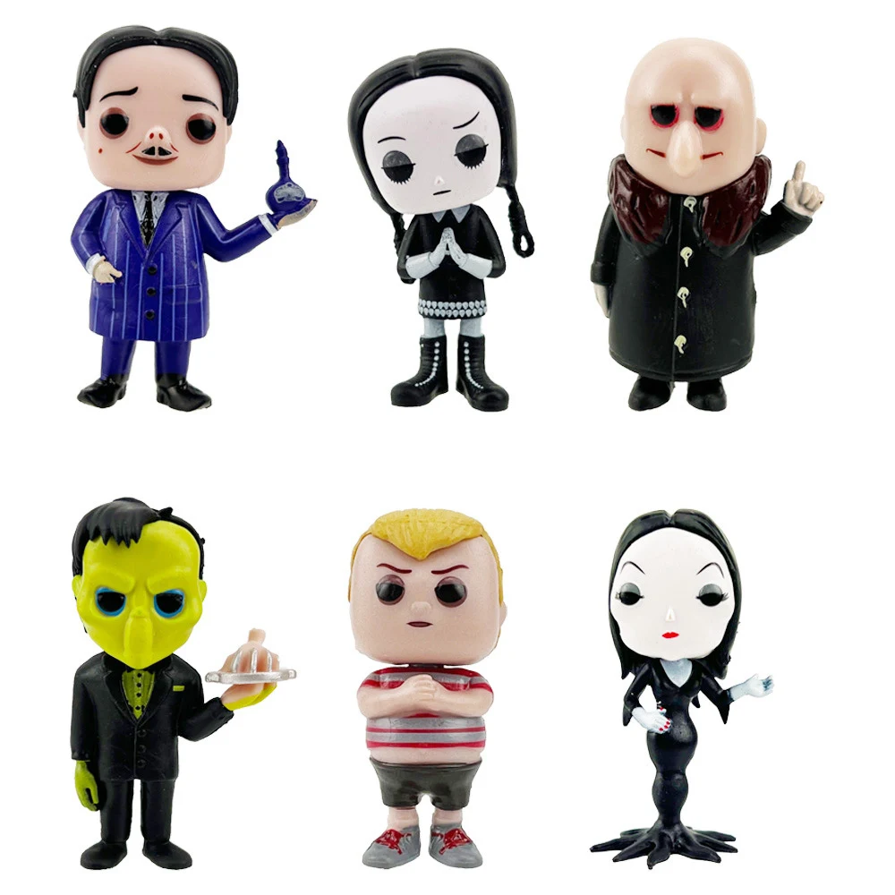 

6pcs Wednesday Addams Family 7cm Figure Toy Horror Films Wedesday Model Doll Decoration Ornament Gift