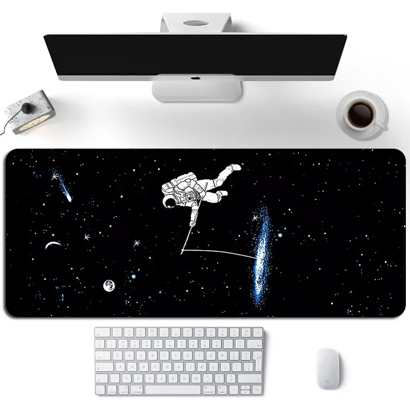 

Black Astronaut Gaming Mouse Pad Gamer Cute Speed XL Mouse Pad Universe Planet Otaku Keyboard Pad Girl LaptopComputer Desk Mat