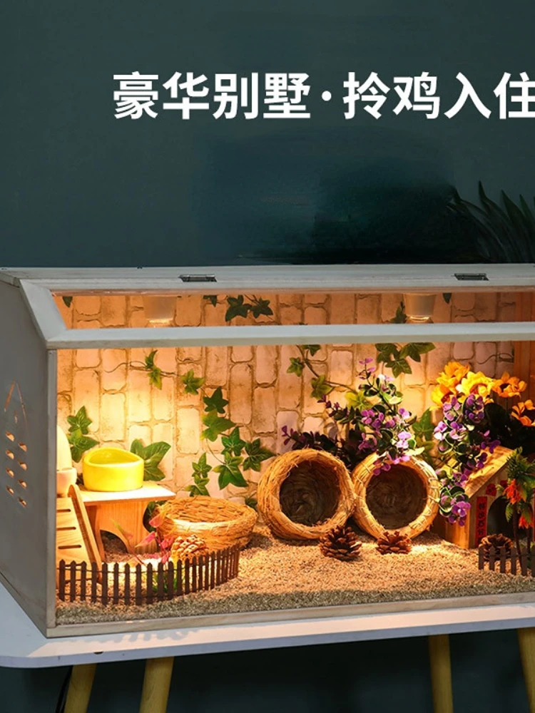 

Solid Wood Rutin Chicken Feeding Box Constant Temperature Breeding Special Landscaping Pet Bed Large House Quail Hamster Cage