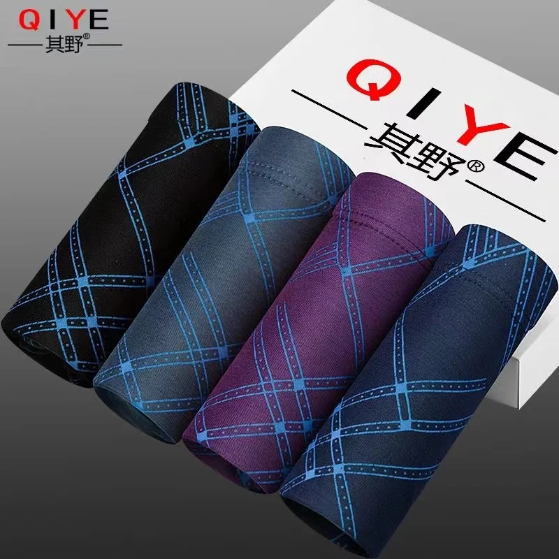 4pcs/lot Cotton Boxer Underwear Men Homme Brand Mens Underpants Male Panties Breathbale Shorts U Convex Pouch Men Printing Boxer
