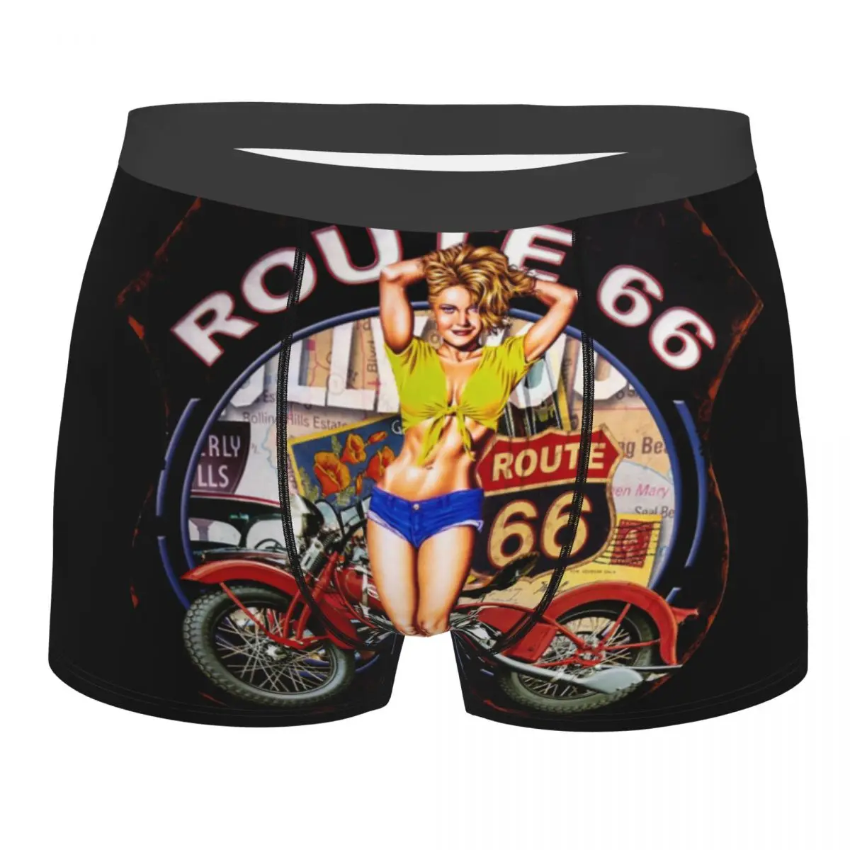 

Мужские мотоциклетные боксеры Route 66, дышащее нижнее белье для мам, американские ретро-трусы для мужчин