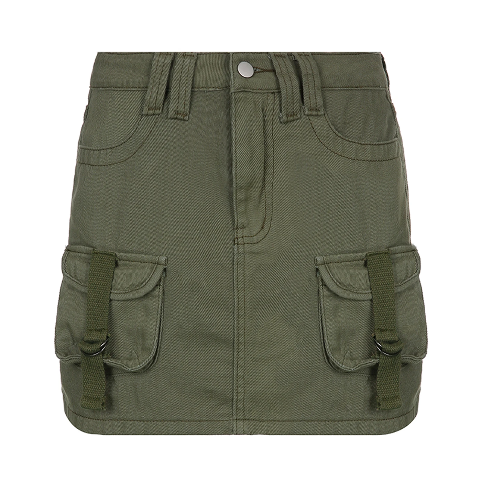 

Spring Summer Female Casual Retro Mini Skirts Ladies Vintage Solid Color High Waist Package Hip Skirt Dress for Women Green