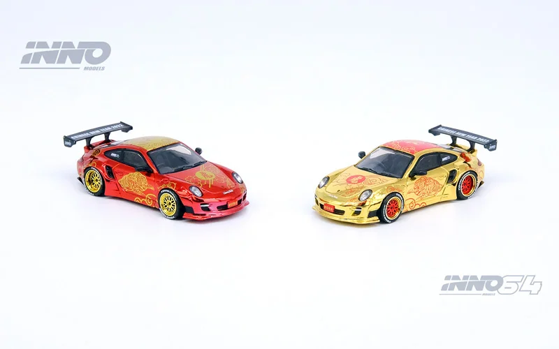 

INNO Year of the Tiger New Year's Edition 2022 1:64 Wide Body LBWK Modified 997 911 Alloy Simulation Car Model