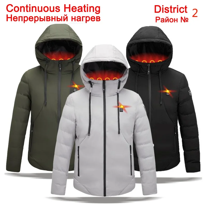 

Men USB Heating Fleece Jackets Parkas Smart Thermostat Detachable Hooded Heated Waterproof Jacket Clothing 2023 Winter New Warm