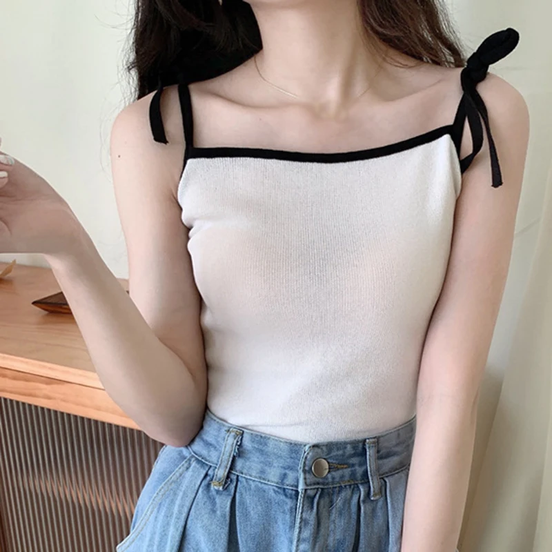 

Sexy Camisoles for Women Sleeveless Tank Top Bowknot Casual Base Shirt Girls