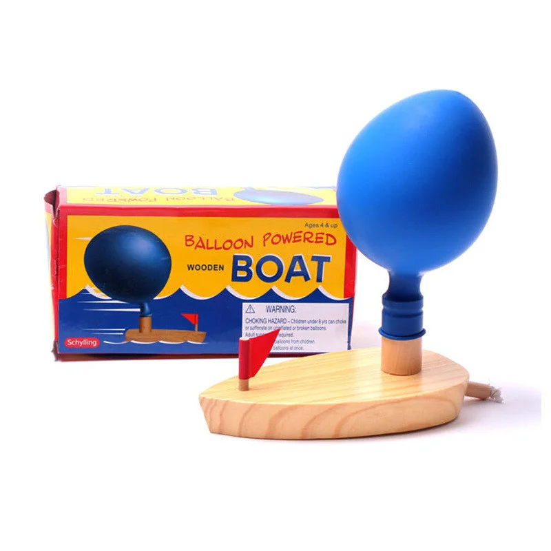 

HOT Kids Wooden Balloon Bath Toys Powered Boat Science Experiment Learning Classic Educational Children Early Development Toys