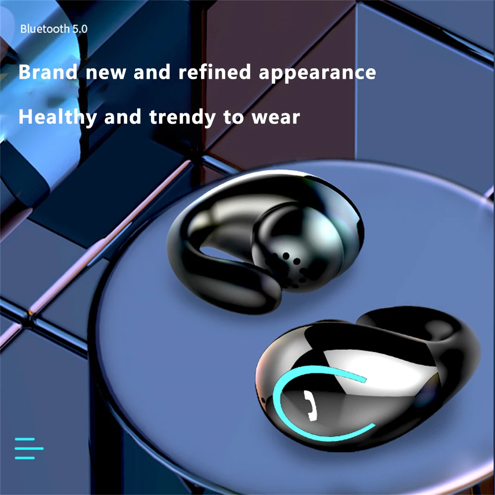 

YX08 bluetooth-compatible Headset Earring Wireless Ear Clip Headphones Sport Earbuds Non-In-Ear Painless Wear Earphone